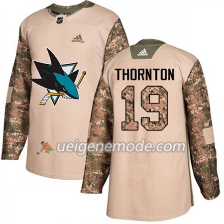 Herren Eishockey San Jose Sharks Trikot Joe Thornton 19 Adidas 2017-2018 Camo Veterans Day Practice Authentic
